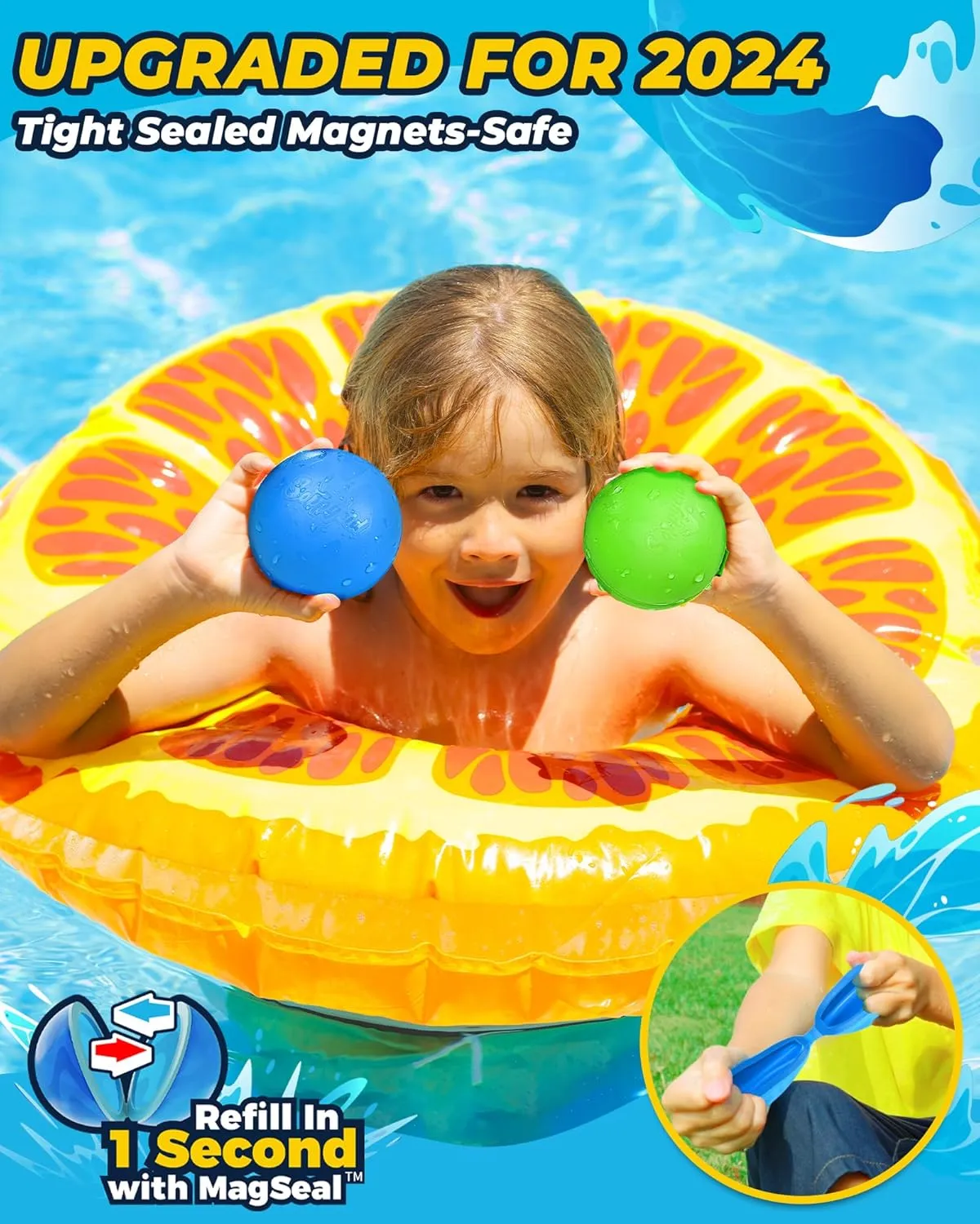 Reusable Water Balloons Pool Toy: Water Balls Outdoor Play Toys for Kids Ages 4-8 Summer Fun - Toys for Kids ages 8-13 Outside Water Games - Gift for Boys Girls (20pack)