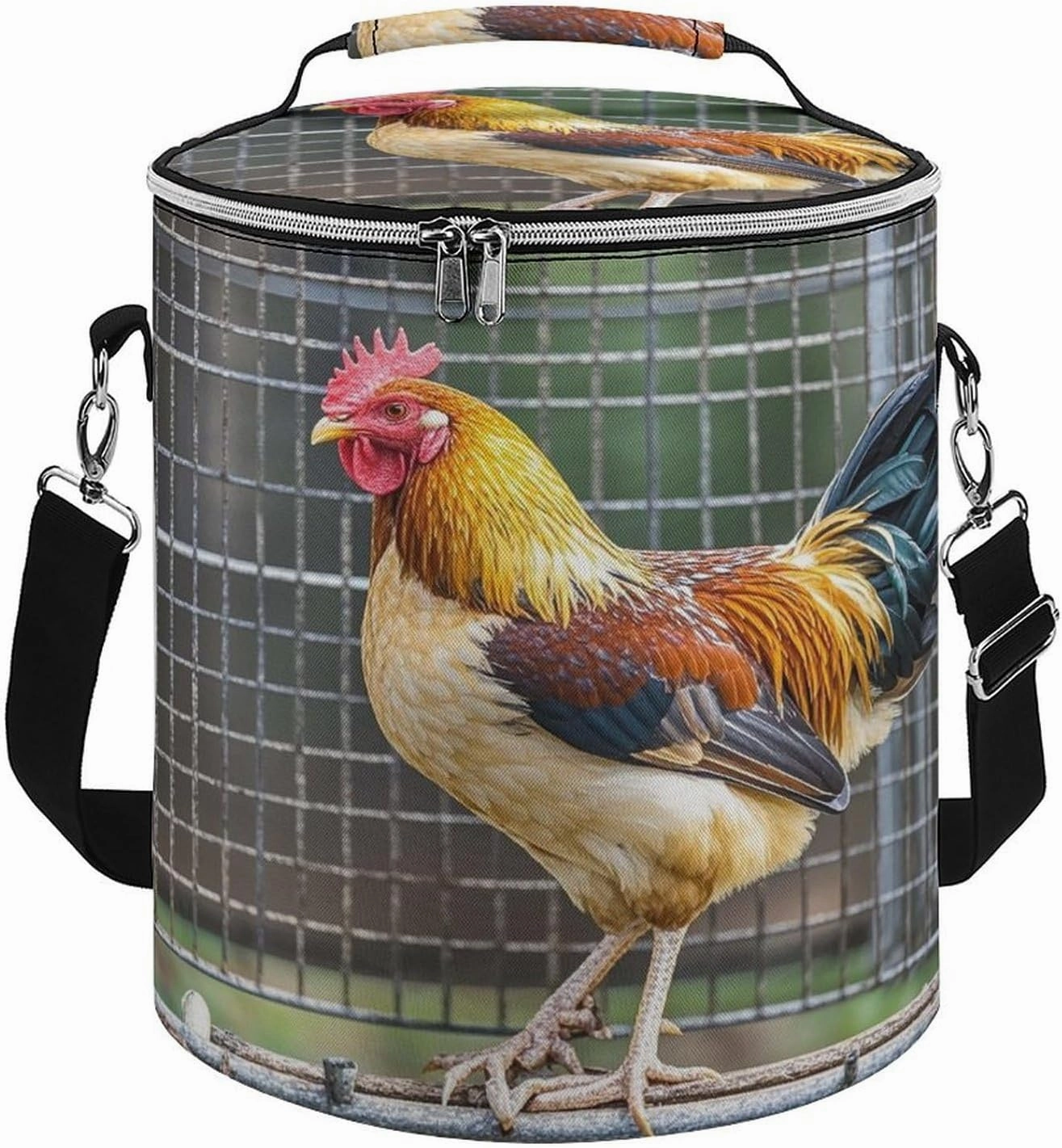 Reusable Cooler Bags, Chicken in Cage Printed Camping Cooler Bags,Multi-Purpose Cooler Bags,Cooler Bags for Adults