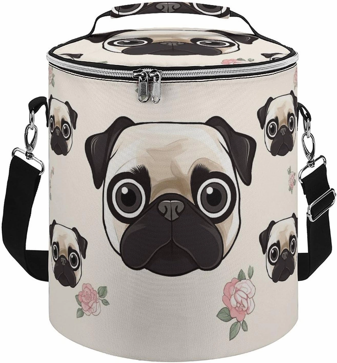 Reusable Cooler Bags, Line Pug Printed Camping Cooler Bags,Multi-Purpose Cooler Bags,Cooler Bags for Adults