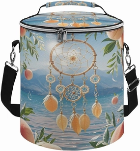 Reusable Cooler Bags, Peach Dream Catcher Printed Camping Cooler Bags,Multi-Purpose Cooler Bags,Cooler Bags for Adults