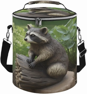 Reusable Cooler Bags, Raccoon Statue Printed Camping Cooler Bags,Multi-Purpose Cooler Bags,Cooler Bags for Adults