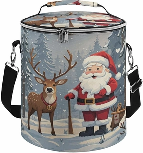 Reusable Cooler Bags, Santa Claus and Deer Elk Printed Camping Cooler Bags,Multi-Purpose Cooler Bags,Cooler Bags for Adults