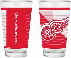 Rico Industries NHL Hockey16 oz Pint Glasses with Digitally Printed Logo, Practical Set of 2 Classic Drinking Glasses, Dishwasher Safe, Great for Water, Beer, Iced Tea, and More