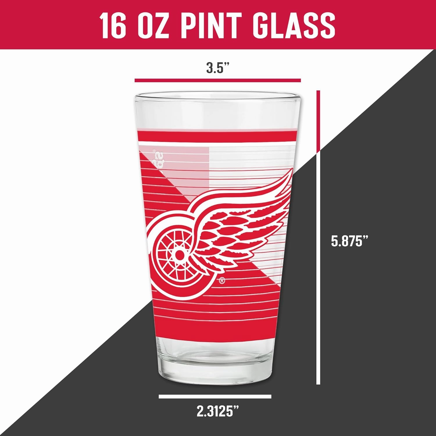 Rico Industries NHL Hockey16 oz Pint Glasses with Digitally Printed Logo, Practical Set of 2 Classic Drinking Glasses, Dishwasher Safe, Great for Water, Beer, Iced Tea, and More