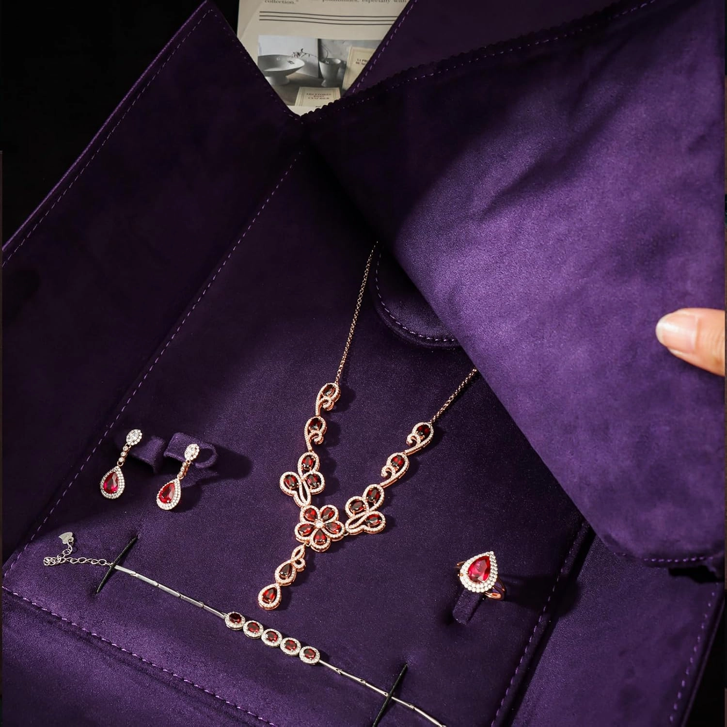 Ring/Earring/Necklace/Bracelet Jewelry Set Bag Luxury Gift Bag for Anniversary Birthday Christmas Jewelry Storage Case for Women (PURPLE) BAG ONLY