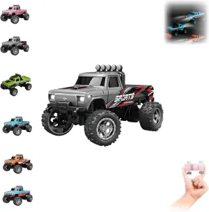 RipRush Mini Monster 1:64 Off-Road LED Alloy Racer,2025 New 3-Speed Variable Speed Off-Road Vehicle with Trailer, with LED and Remote Control, Made to Flex(Grey,Basics)