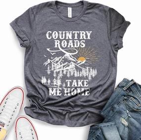 ROKO CLOTHING Country Roads Take Me Home Shirt Short Sleeve Letter Printed Conutry Shirts Women Men