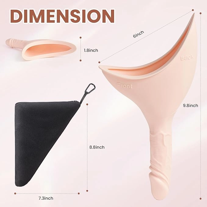 Rquite Female Urinal Pee Cloth Set, Portable Female Urination Device, Reusable Pee Funnel & Rag with Discreet Carry Bag, Silicone Urine Cup for Women Camping Gear Hiking Accessories