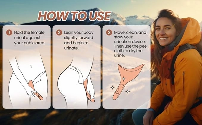 Rquite Female Urinal Pee Cloth Set, Portable Female Urination Device, Reusable Pee Funnel & Rag with Discreet Carry Bag, Silicone Urine Cup for Women Camping Gear Hiking Accessories