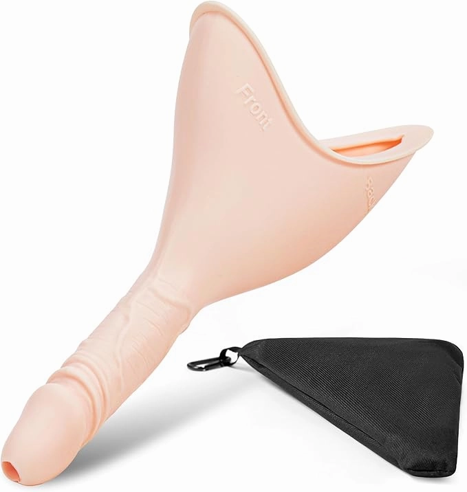 Rquite Female Urinal Pee Cloth Set, Portable Female Urination Device, Reusable Pee Funnel & Rag with Discreet Carry Bag, Silicone Urine Cup for Women Camping Gear Hiking Accessories