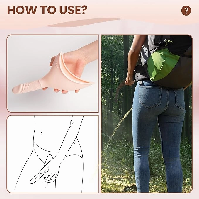 Rquite Female Urinal Pee Cloth Set, Portable Female Urination Device, Reusable Pee Funnel & Rag with Discreet Carry Bag, Silicone Urine Cup for Women Camping Gear Hiking Accessories