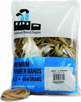 Rubber Bands, Rubber Band Depot, Size #64, Approximately 320 Rubber Bands Per Bag, Rubber Band Measurements: 3-1/2" x 1/4'' - 1 Pound Bag