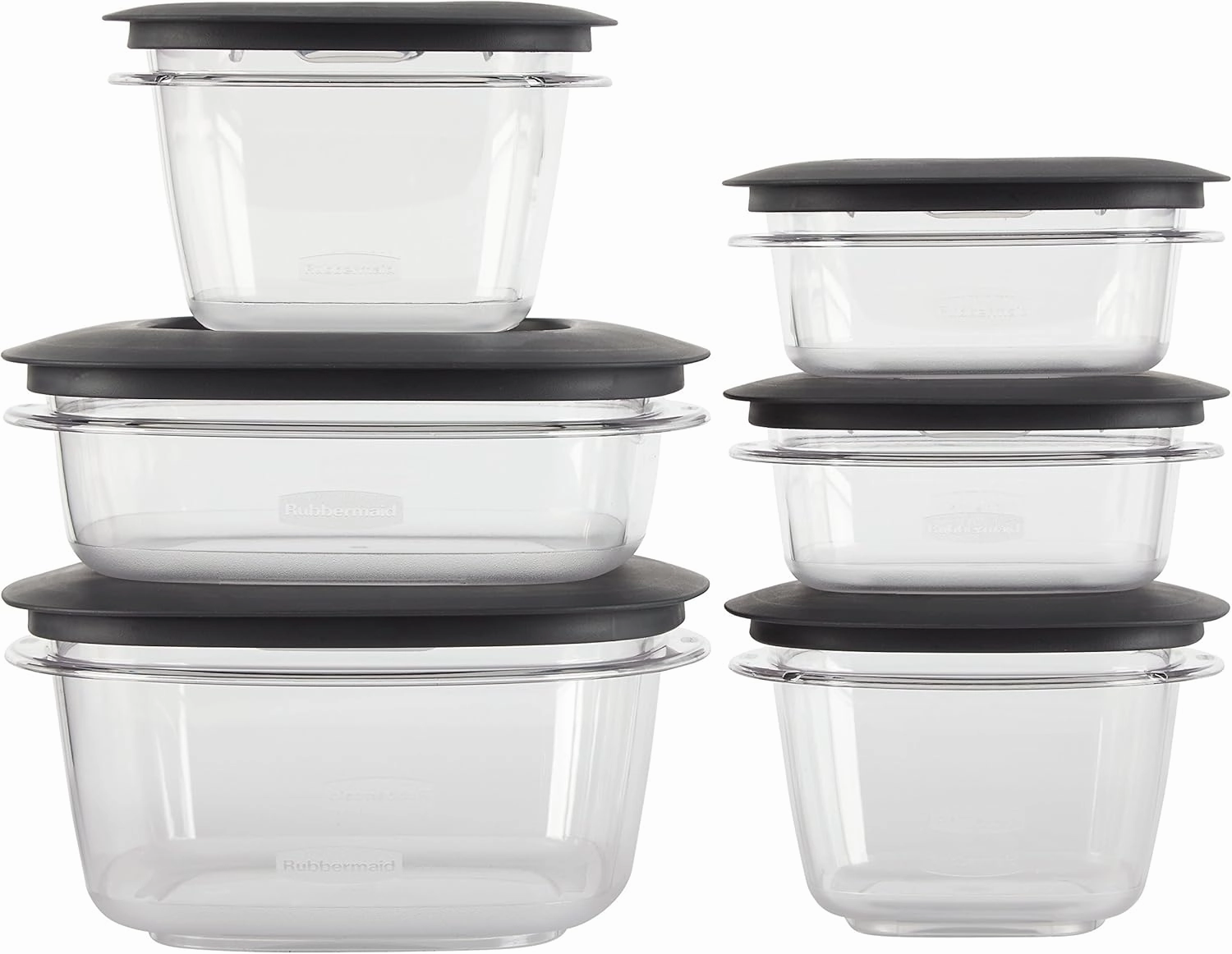Rubbermaid Premier Easy Find Lids Meal Prep and Food Storage Containers, Set of 6 (12 Pieces Total), Grey |BPA-Free & Stain Resistant
