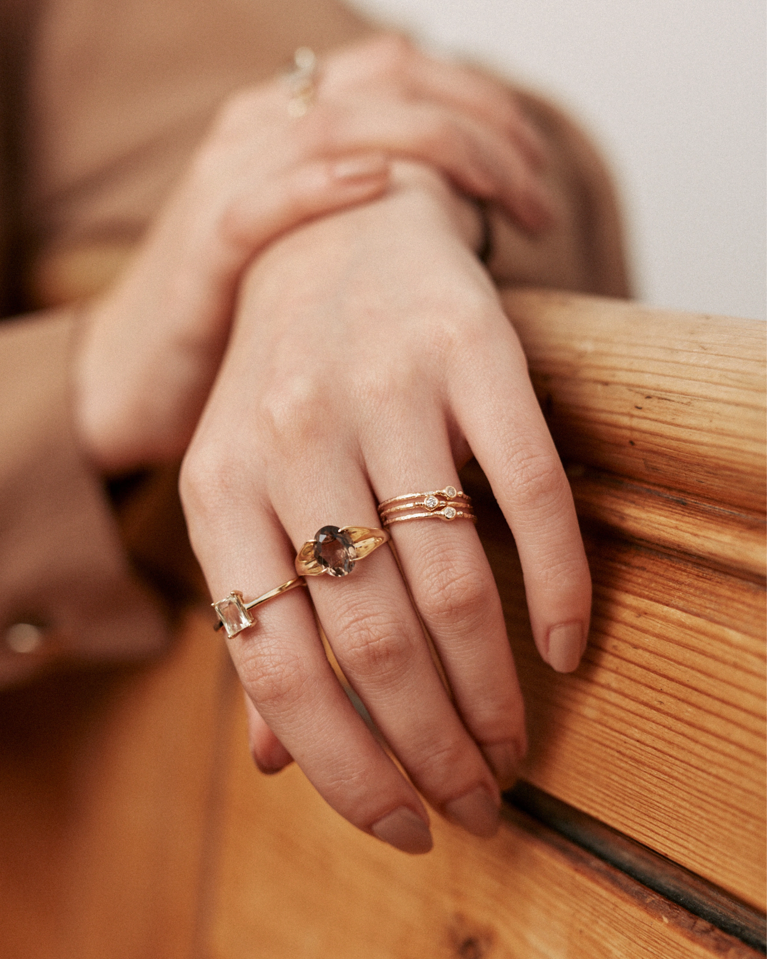 Ruby trilogy rings - 9 carat solid gold