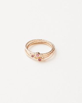 Ruby trilogy rings - 9 carat solid gold