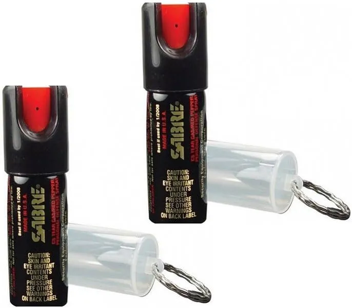 Sabre Red Pepper Spray - Police Strength - with Key Ring, 25 Bursts (Up to 5X Other Brands) & 10-Foot (3M) Range (2 Sprays)