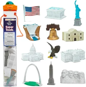 Safari Ltd. USA Super Toob - Toy Figures of Lincoln Memorial, Hoover Dam, Liberty Bell, Alamo, Mt. Rushmore, Statue of Liberty, Capital, White House & More - Educational Toy for Boys, Girls & Kids 3 