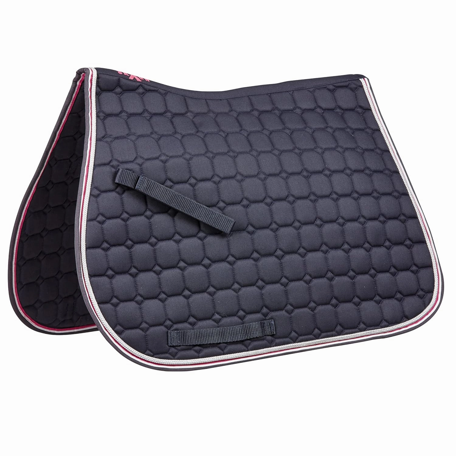 Saxon Coordinate Quilted All Purpose Saddle Pad, Navy/Pink/White, Pony
