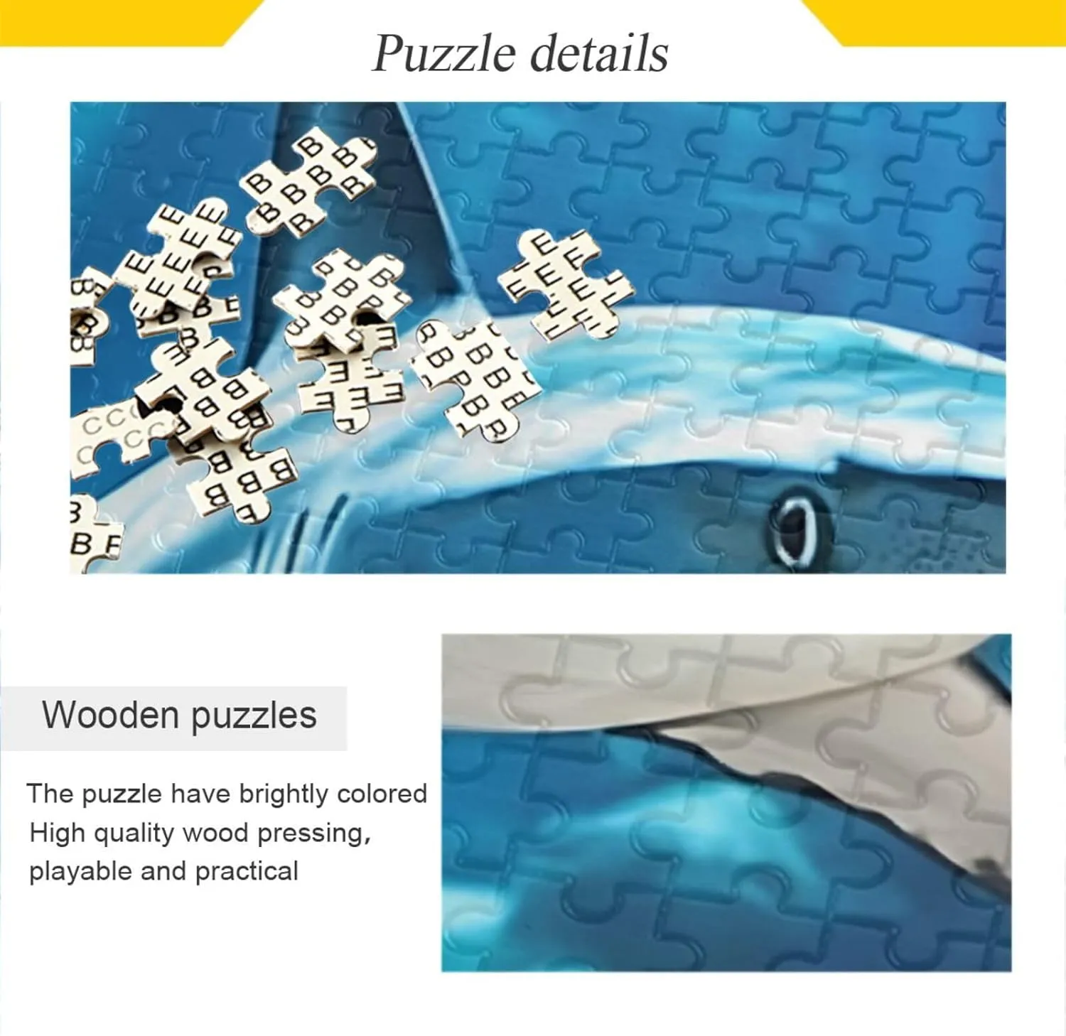 Scary Fish Underwater Jigsaw Puzzle 500 Piece, Educational Intellectual Decompression Puzzle Game Jigsaw Puzzle for Adult Active Thinking Party Entertainment, Family Games