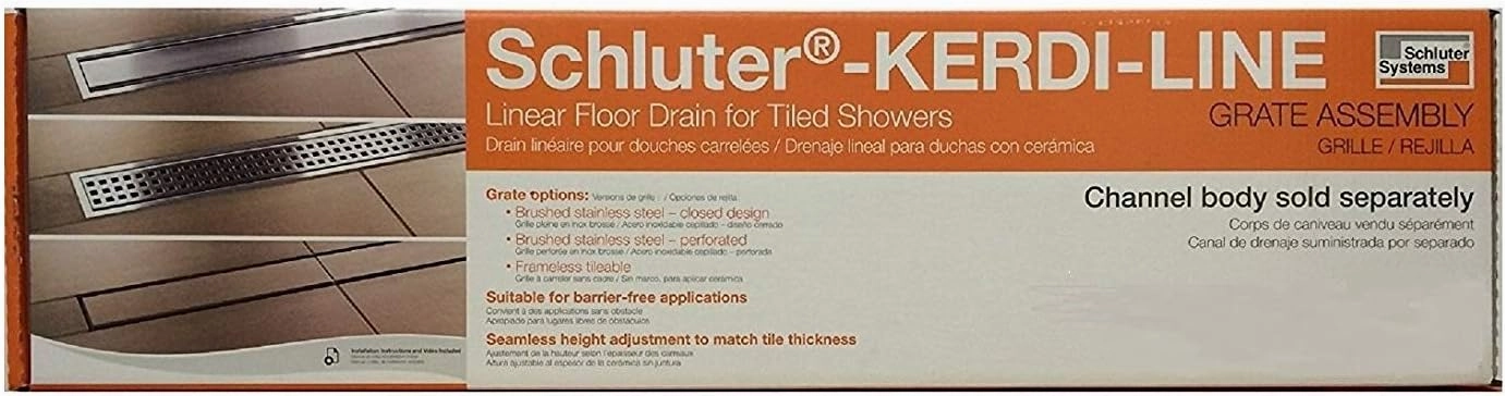 Schluter Systems Kerdi-Line OFFSET Frameless 48" Tileable Grate Assembly (KL1DROE120)