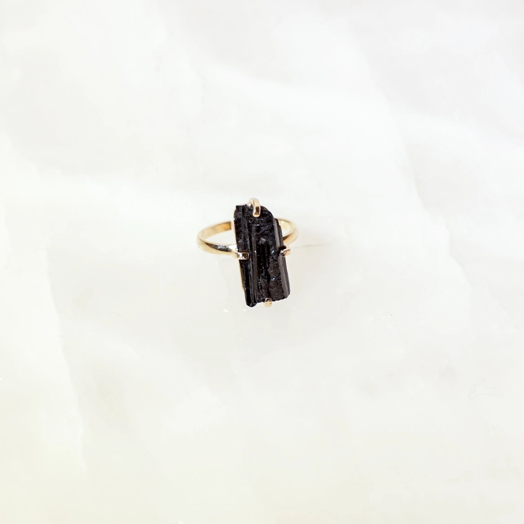 Schwarzer Turmalin Verstellbarer Ring