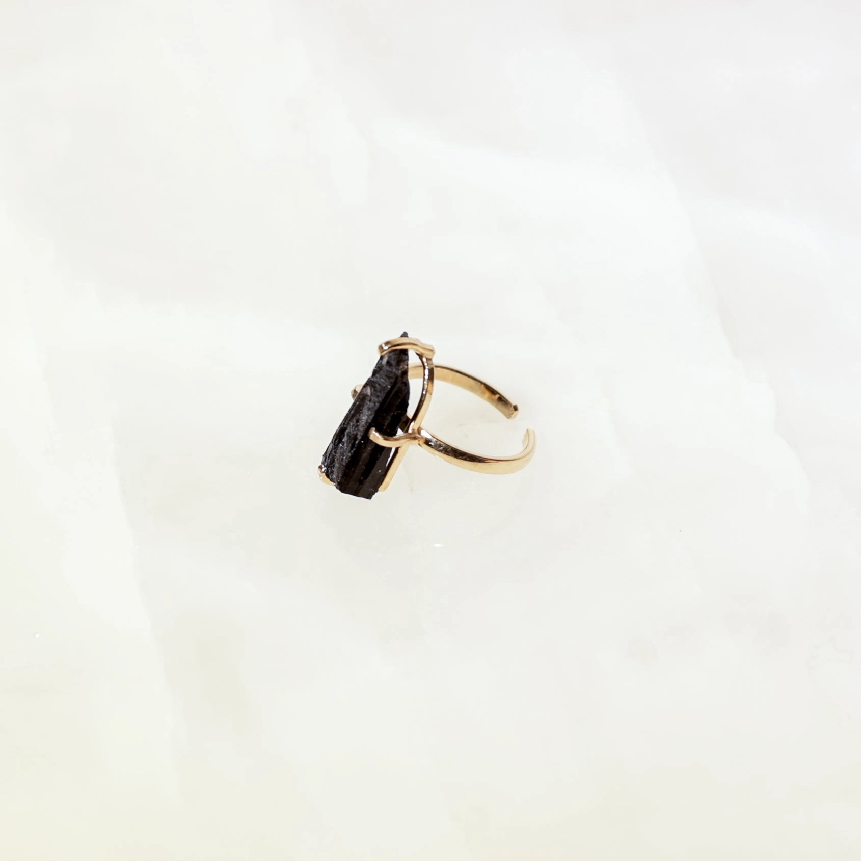 Schwarzer Turmalin Verstellbarer Ring