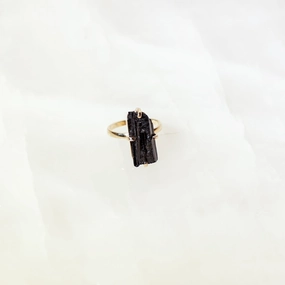 Schwarzer Turmalin Verstellbarer Ring