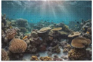 Sea Coral Light Fish Jigsaw Puzzle 500 Piece, Educational Intellectual Decompression Puzzle Game Jigsaw Puzzle for Adult Active Thinking Party Entertainment, Family Games