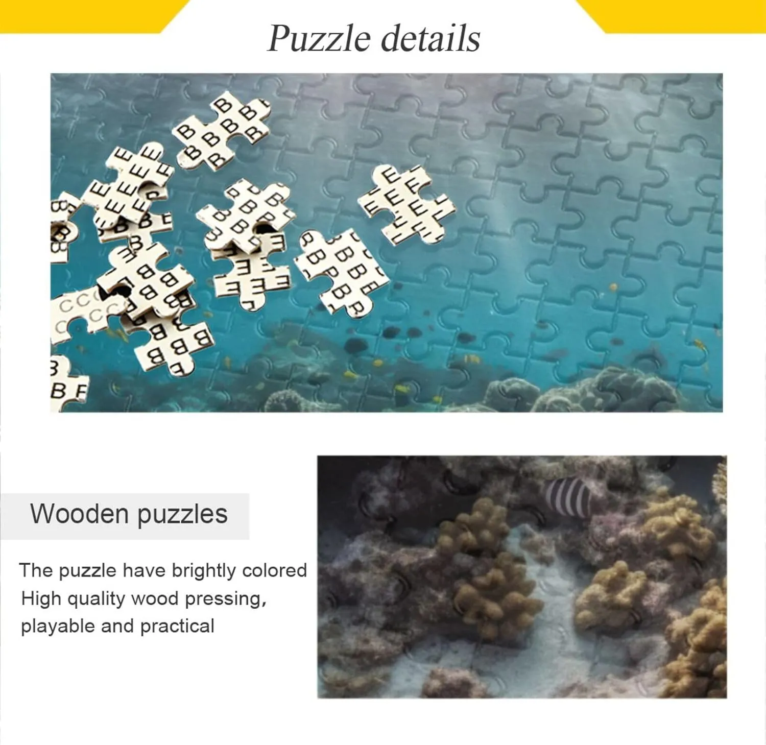 Sea Coral Light Fish Jigsaw Puzzle 500 Piece, Educational Intellectual Decompression Puzzle Game Jigsaw Puzzle for Adult Active Thinking Party Entertainment, Family Games
