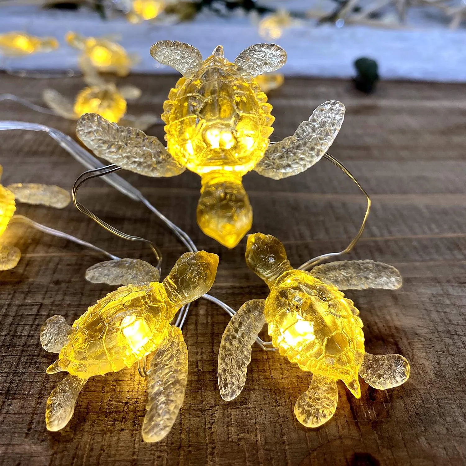 Sea Turtle Fairy Lights Ocean Theme String Lights Indoor-Cute Beach Lights USB plug in & Battery Operated 10ft 30 LEDs with Remote Control- Decorative Lights for Christmas Tree Bedroom Camping