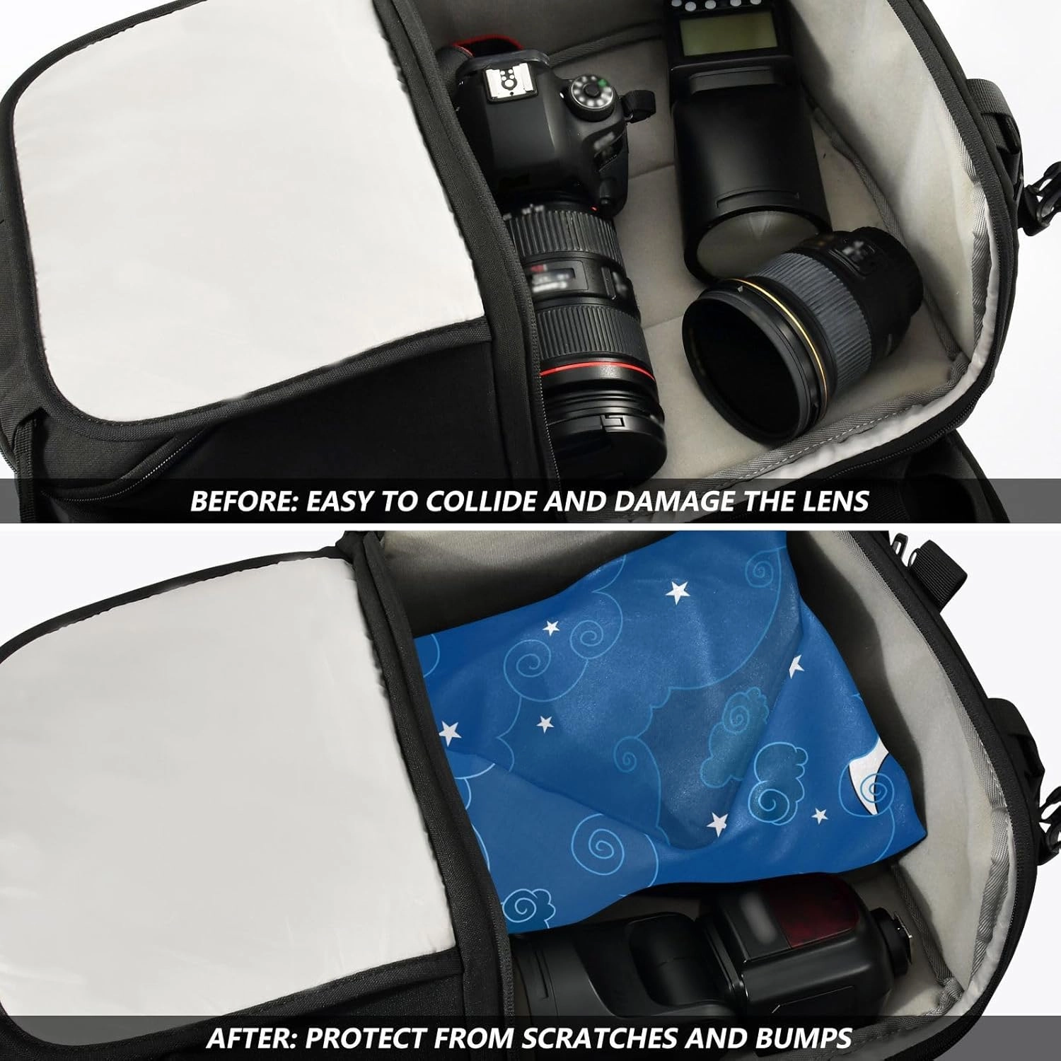Self-Adhesive Magic Cloth Makeup Bag 21.7 Inch Protective Camera Lens Wrap Multifunctional Magic Storage Cloth Moon Cloud Dark Blue