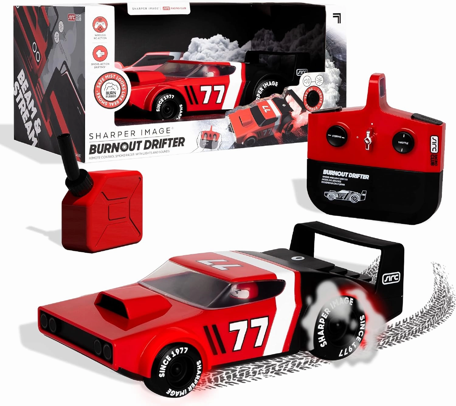 Sharper Image Night Riders Wireless Remote-Control Drifting Race Car with LED Lights and Smoking Tires