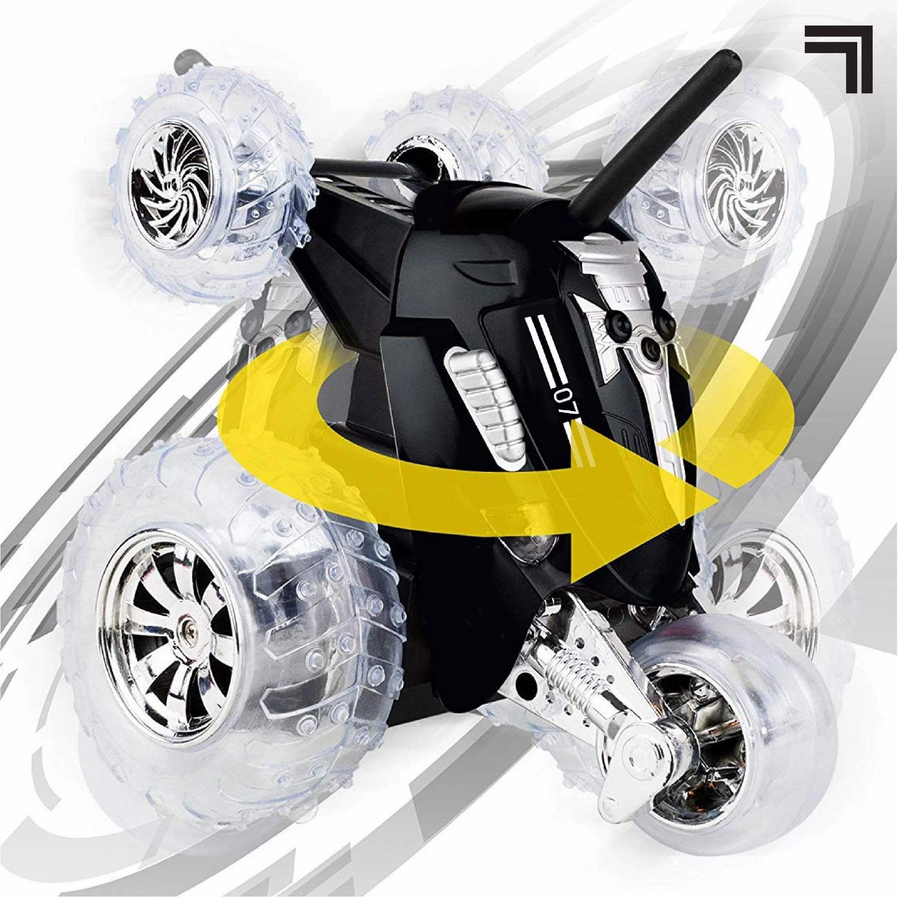 SHARPER IMAGE Thunder Tumbler Toy RC Car for Kids BLACK, Remote Control Monster Spinning Stunt Mini Truck for Girls and Boys