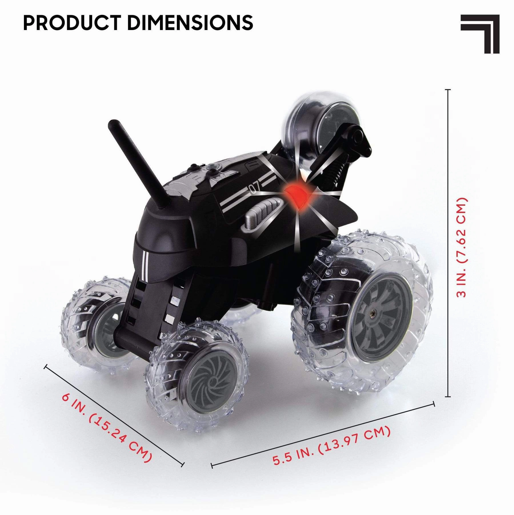 SHARPER IMAGE Thunder Tumbler Toy RC Car for Kids BLACK, Remote Control Monster Spinning Stunt Mini Truck for Girls and Boys