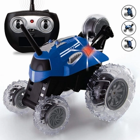 SHARPER IMAGE Thunder Tumbler Toy RC Car for Kids BLUE, Remote Control Monster Spinning Stunt Mini Truck for Girls and Boys