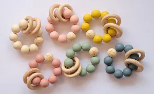 Silicone   Beech Wood Teether Rings - Star