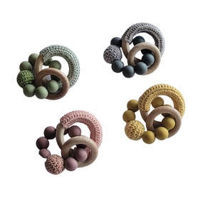 Silicone   Beech Teether Ring With Crochet ball