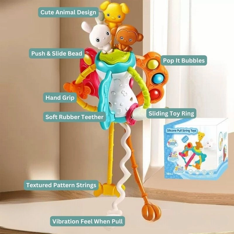 Silicone Pull String Toy with Animal Design