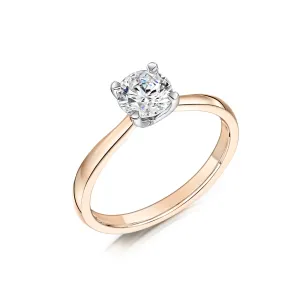 Simple Round Diamond Engagement Ring in Rose Gold