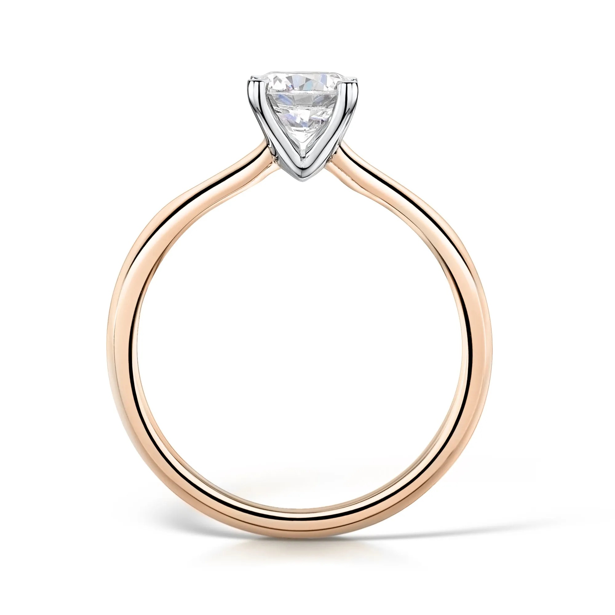 Simple Round Diamond Engagement Ring in Rose Gold