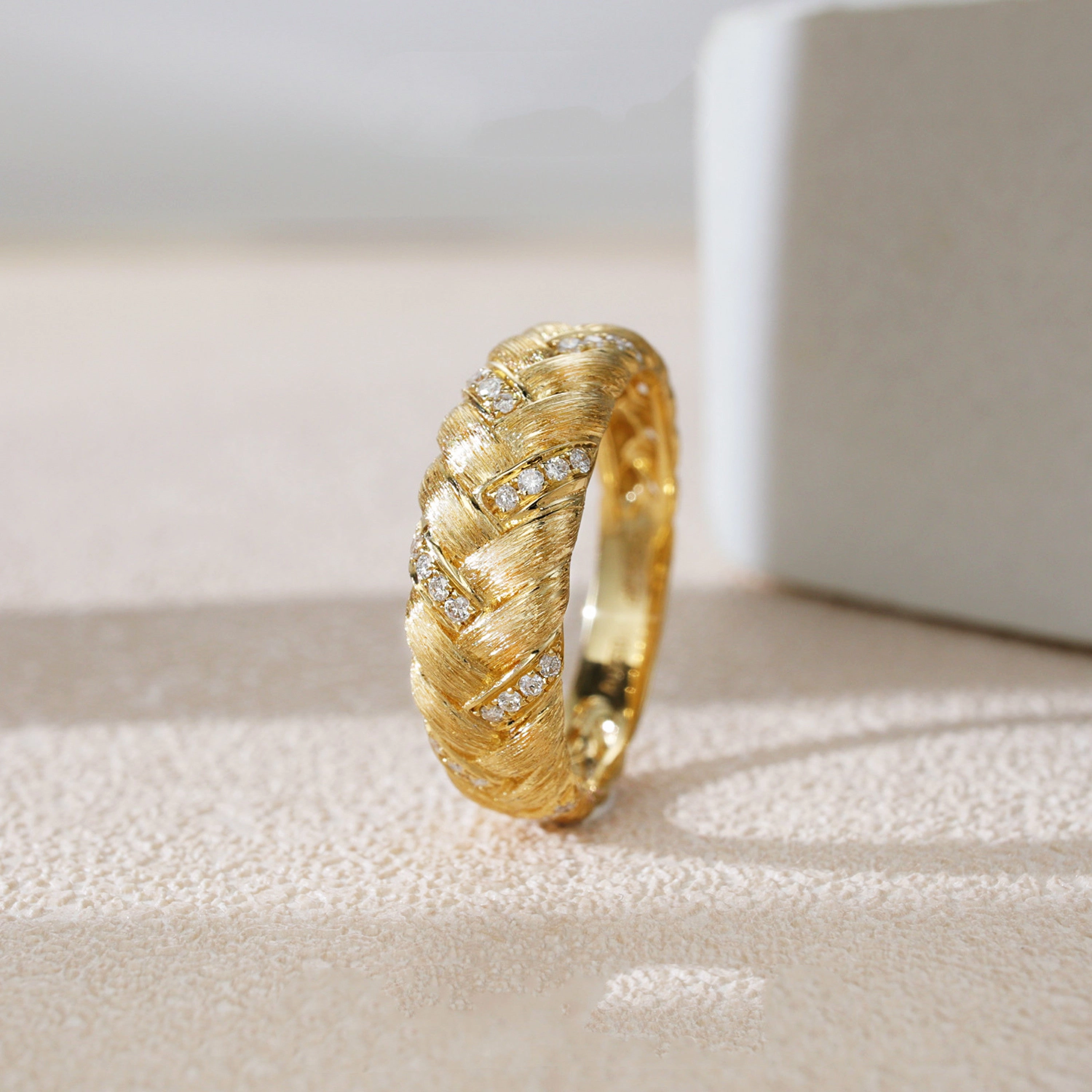Simple Diamond Brushed Ring
