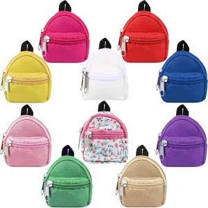 Skylety 10 Pcs Doll Backpacks Mini Doll Zipper Backpacks Girl Cute Dollhouse Accessory for Daily Supplies