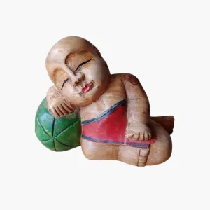 Sleeping Monk Wooden Figure Statue