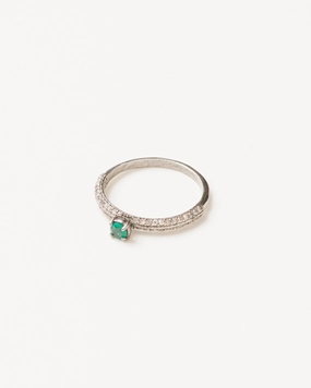 Slim emerald and diamond band
