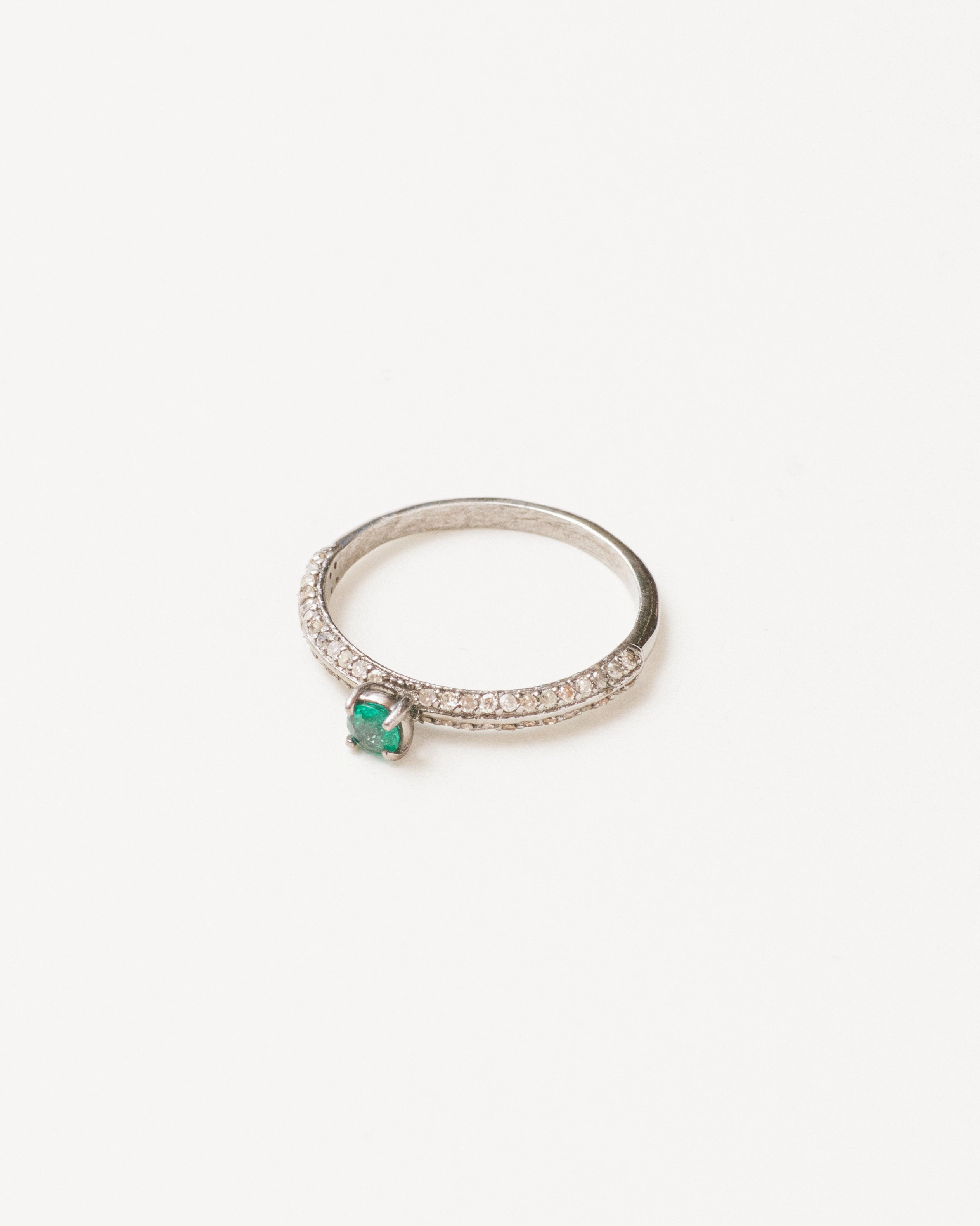 Slim emerald and diamond band