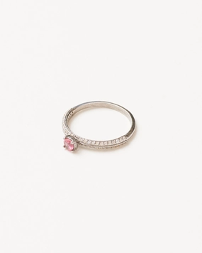 Slim pink tourmaline and diamond band