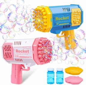 Sloosh 2 PCS Bubble Machine, Bazooka Rocket Shape Bubble Gun Toy for Kids Ages 4-8, Gifts, Adults, Party Favors, Summer, Wedding, Easter