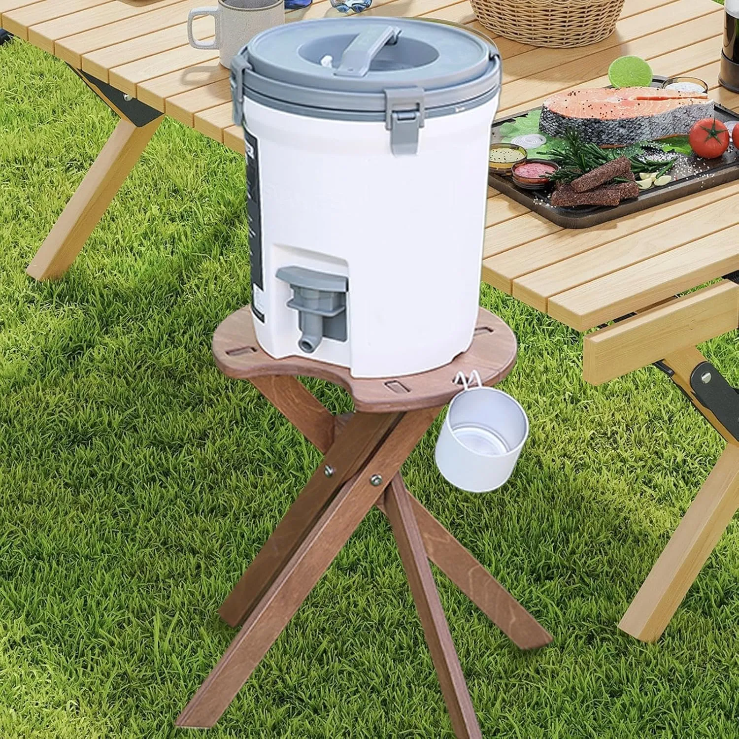 Small Folding Table - Portable Foldable Lightweight Table | Round Portable Picnic Table | Foldable Picnic Table, Small Outdoor Folding Table, Portable Camp Table for Party, Hiking