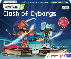 Smartivity Clash of Cyborgs Toy for Kids 6-14 Years Old I 2 Players Battle GameI Cool Birthday Gifts Ideas for Boys & Girls | DIY STEM Science Toys for 6,7,8,9,10,11,12,13,14I Wooden Engineering Game