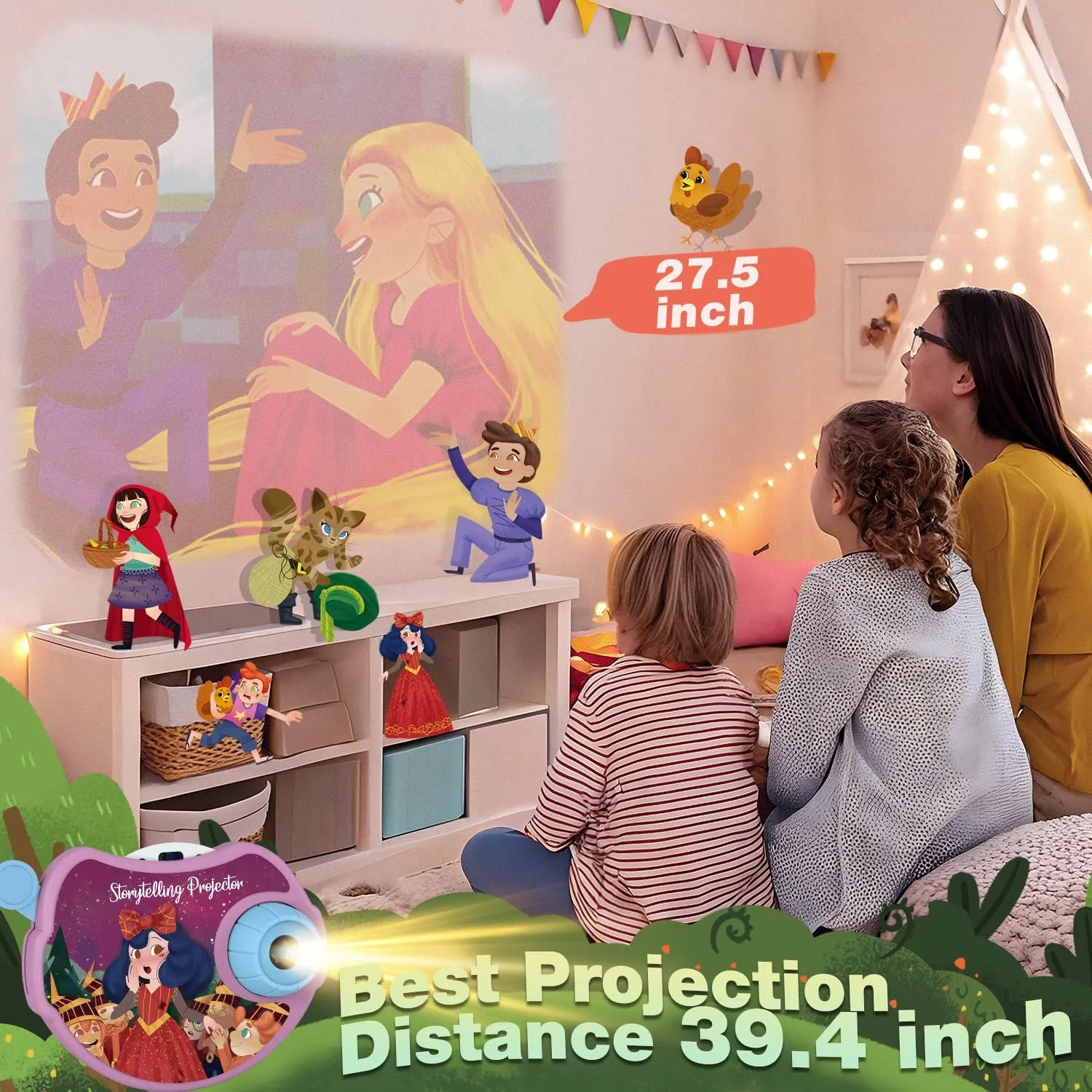 SMILESSKIDDO Storytelling Projector for Kids - Kids Projector Story Book, Bedtime Stories, 6 (Fairy Tale) Discs with Clear Projection, Educational Gift Story Toys for 3 4 5 6 Year Old Boys & Girls